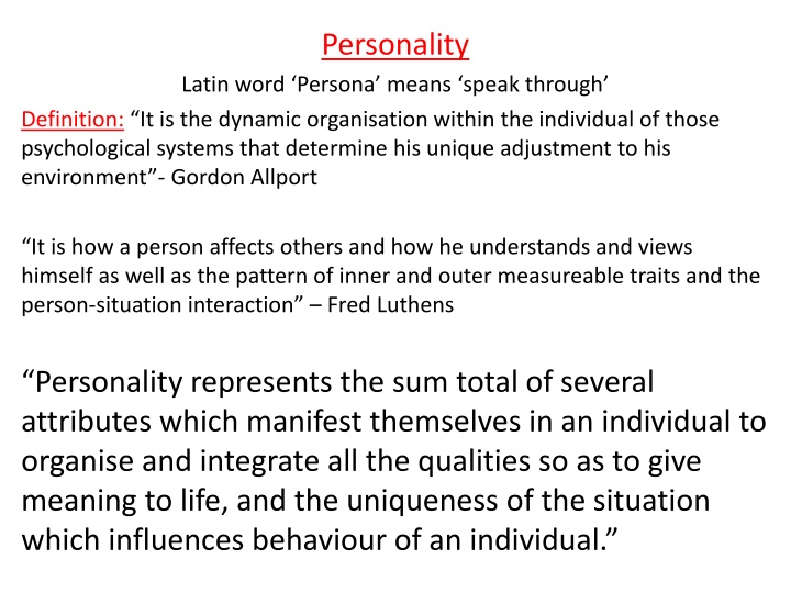 personality