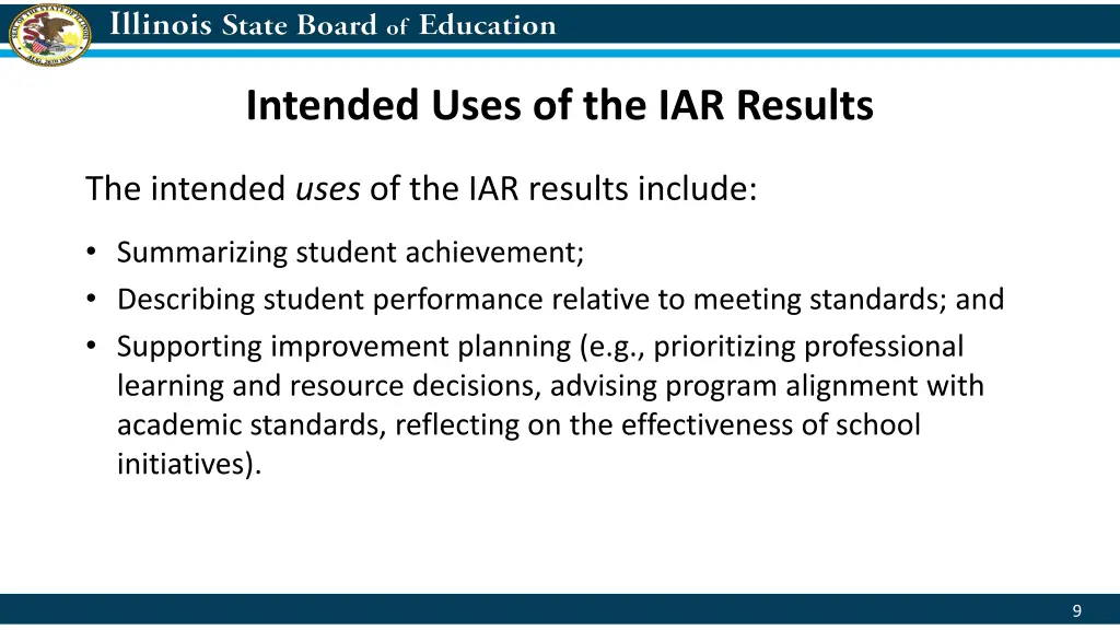 intended uses of the iar results