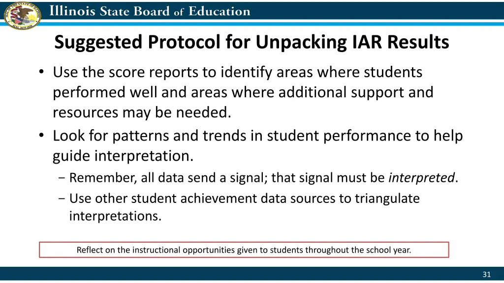 suggested protocol for unpacking iar results