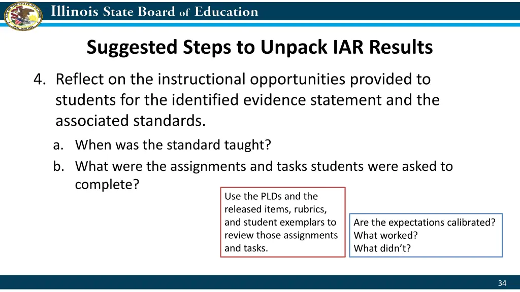 suggested steps to unpack iar results 2