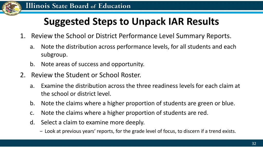 suggested steps to unpack iar results