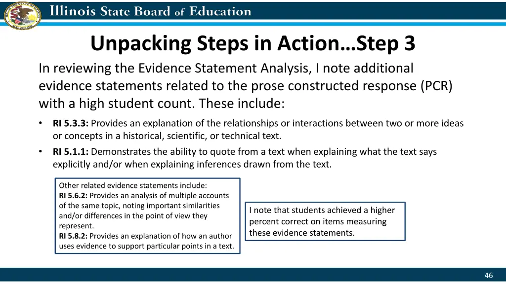 unpacking steps in action step 3 in reviewing