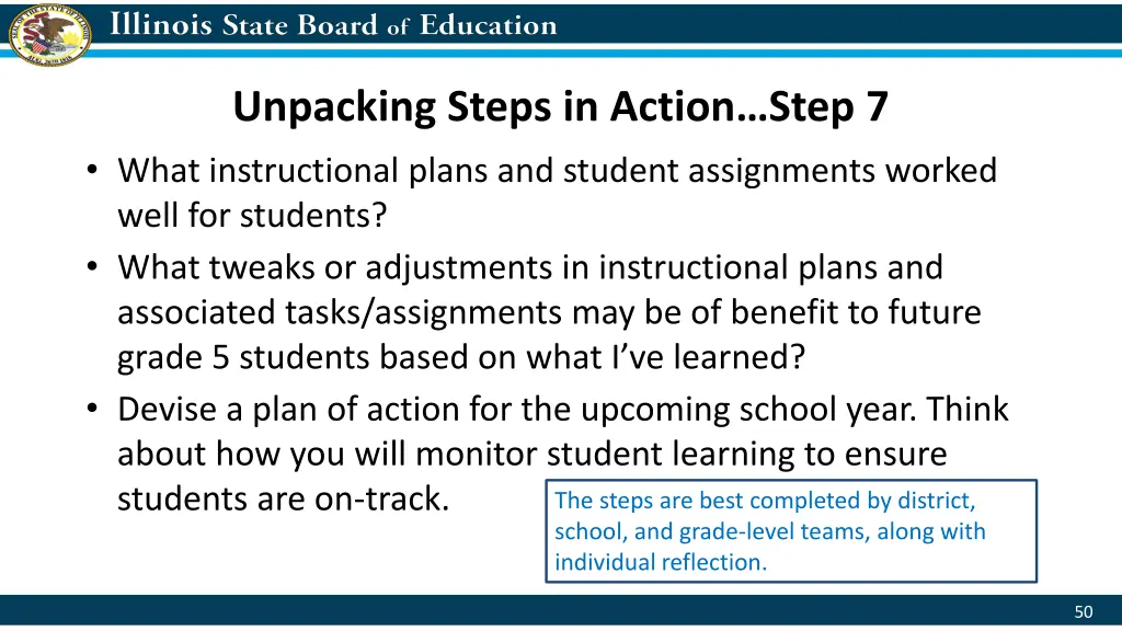 unpacking steps in action step 7 what