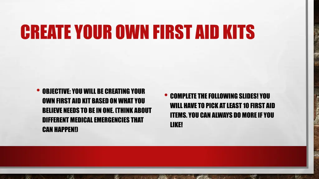 create your own first aid kits