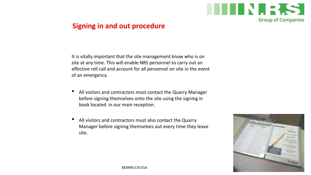 signing in and out procedure