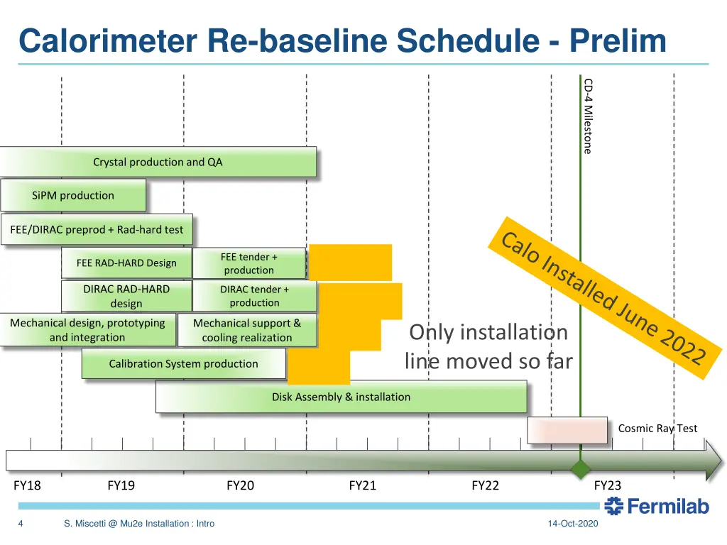 calorimeter re baseline schedule prelim