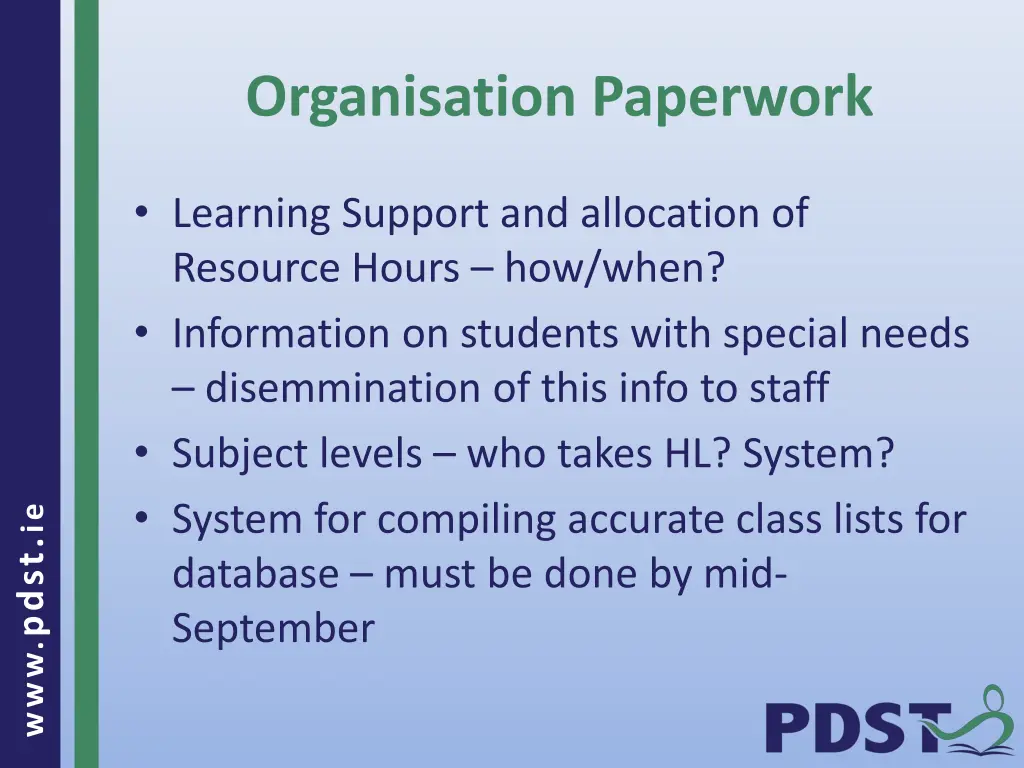organisation paperwork
