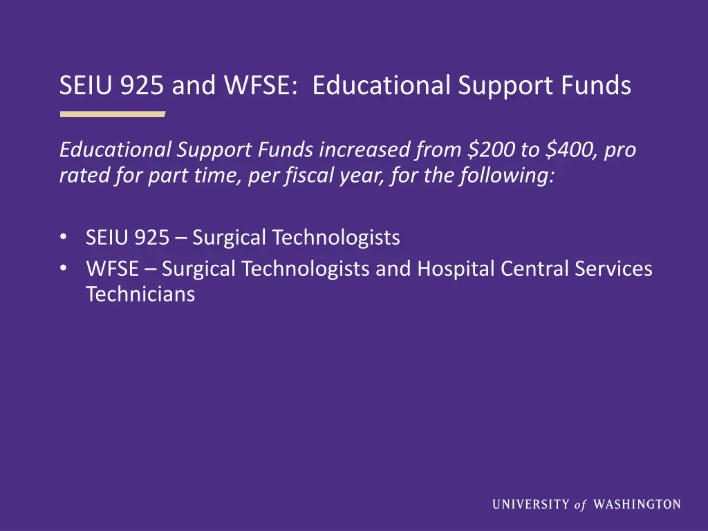 seiu 925 and wfse educational support funds