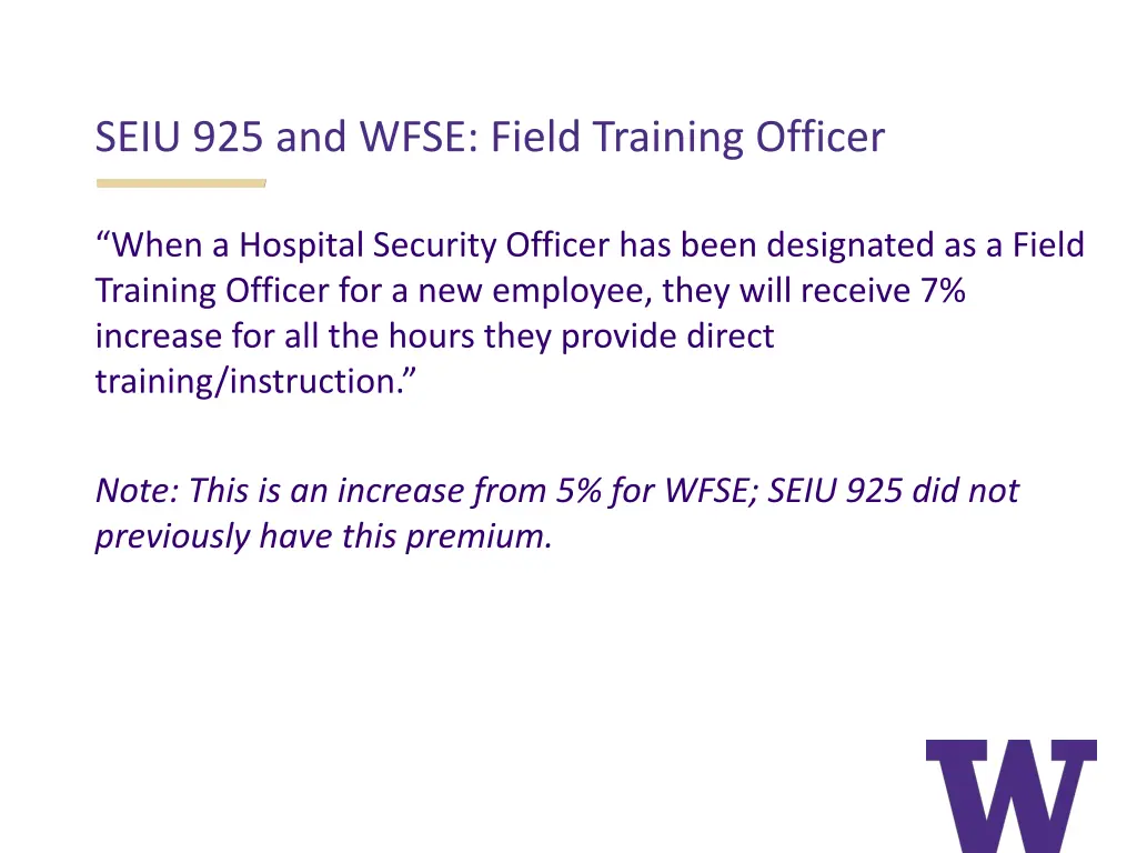 seiu 925 and wfse field training officer