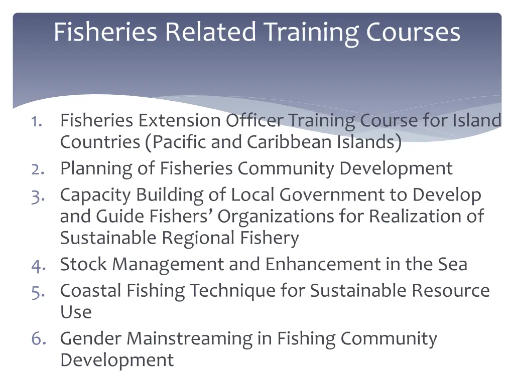fisheries related training courses