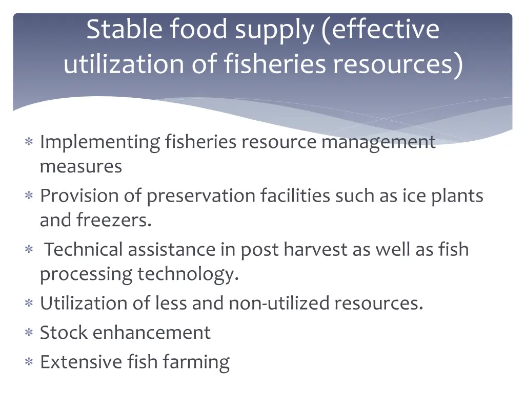 stable food supply effective utilization