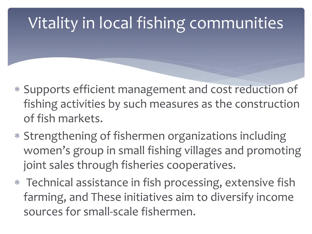 vitality in local fishing communities
