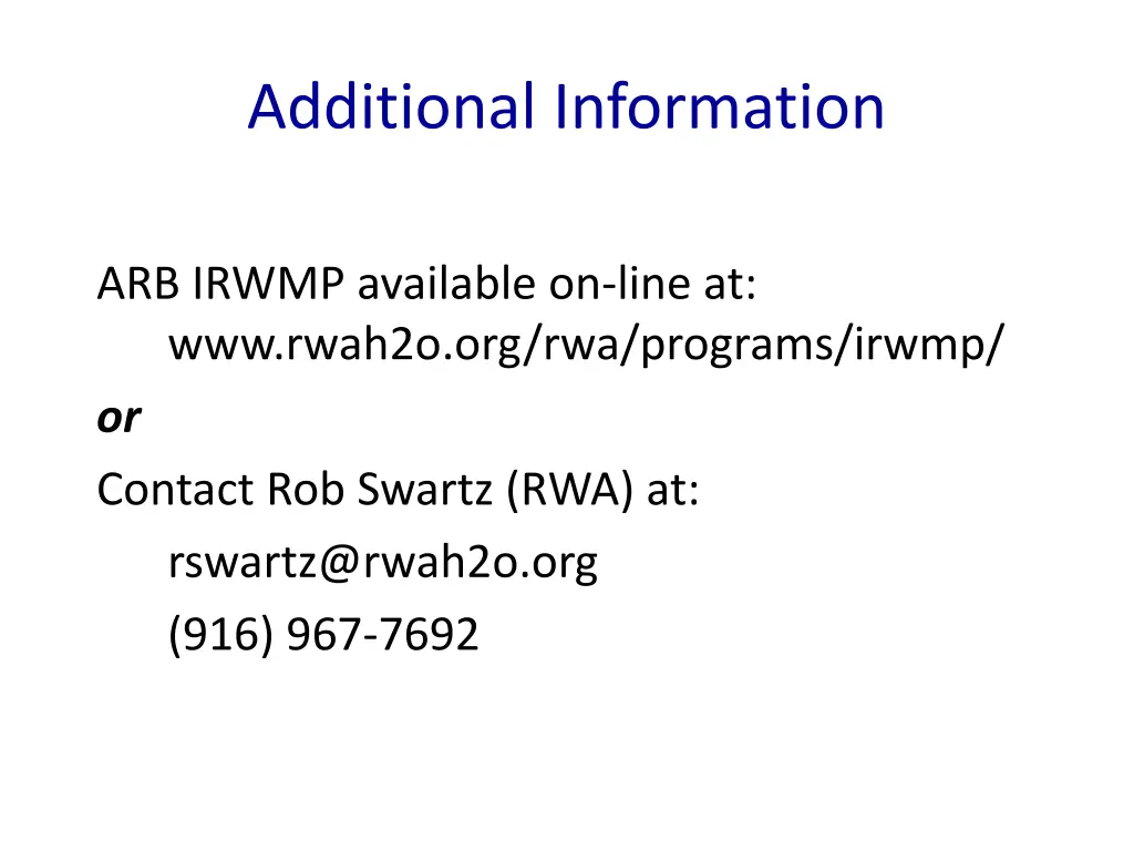 additional information