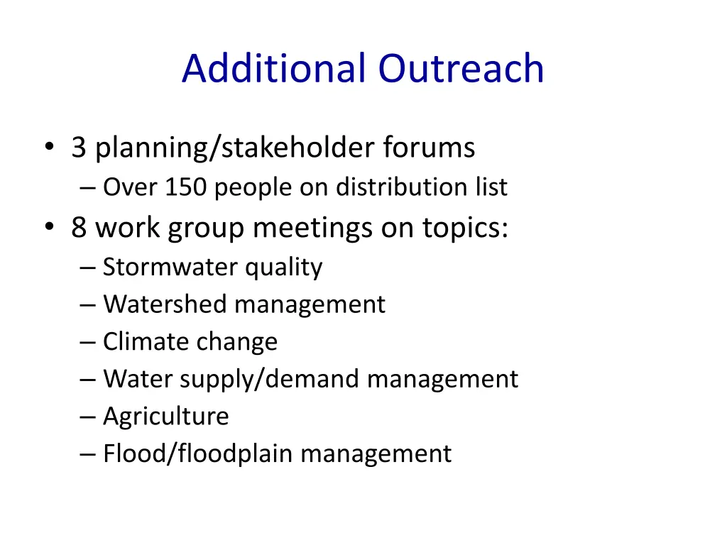 additional outreach
