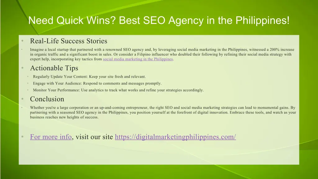 need quick wins best seo agency in the philippines 1