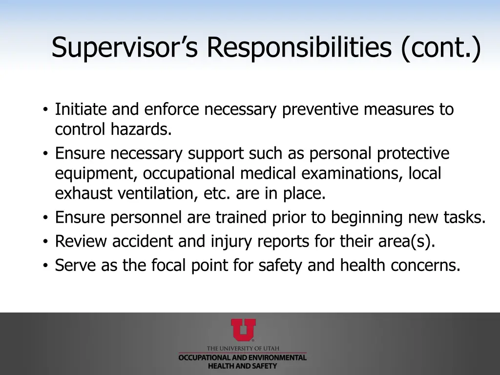 supervisor s responsibilities cont