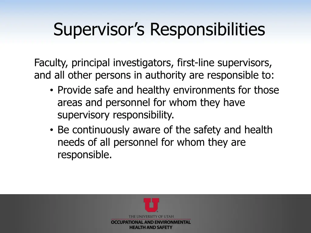 supervisor s responsibilities
