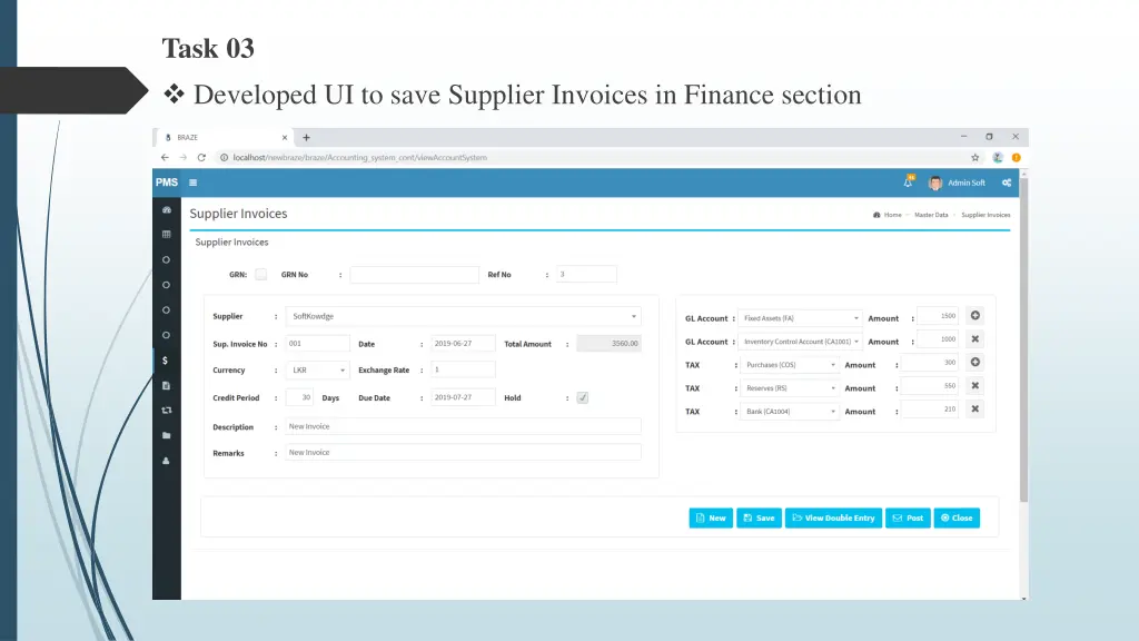 task 03 developed ui to save supplier invoices