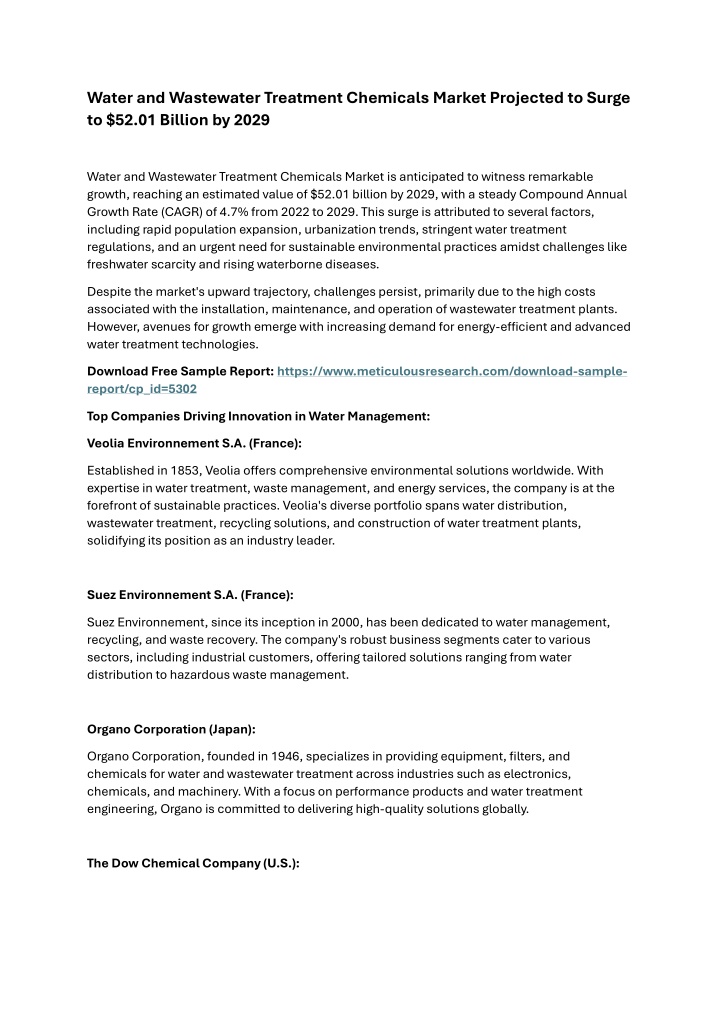 water and wastewater treatment chemicals market