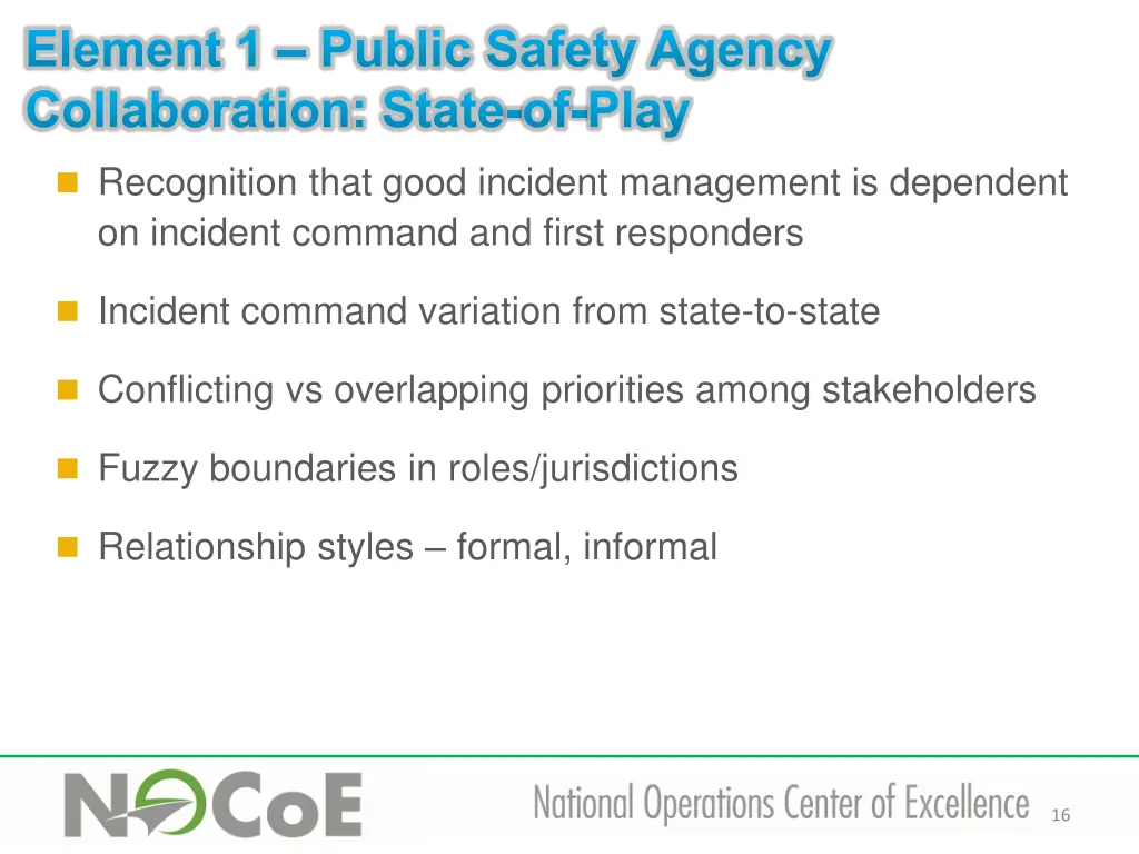 element 1 public safety agency collaboration