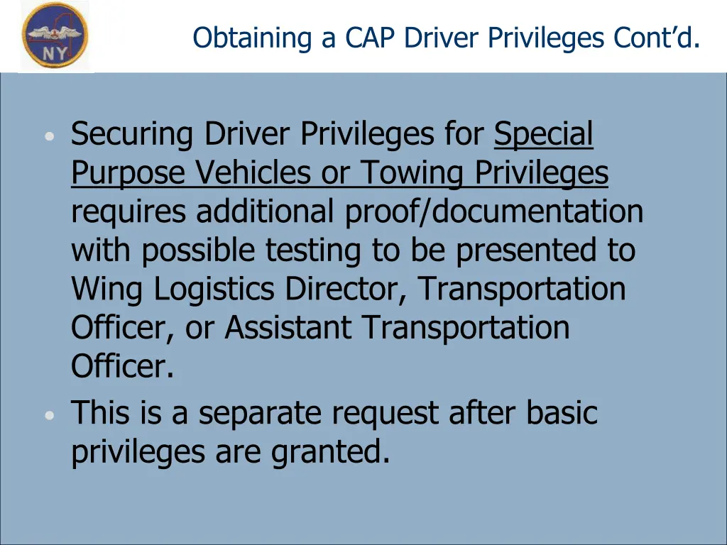 obtaining a cap driver privileges cont d