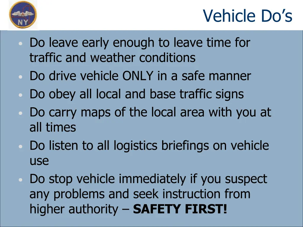 vehicle do s