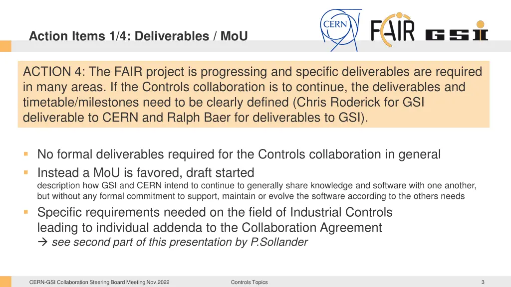 action items 1 4 deliverables mou