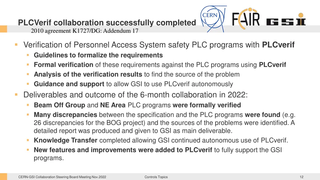 plcverif collaboration successfully completed