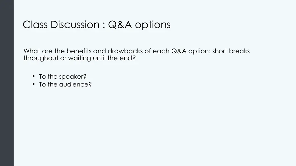 class discussion q a options