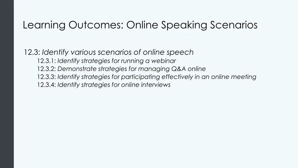 learning outcomes online speaking scenarios