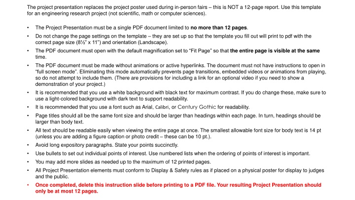 the project presentation replaces the project