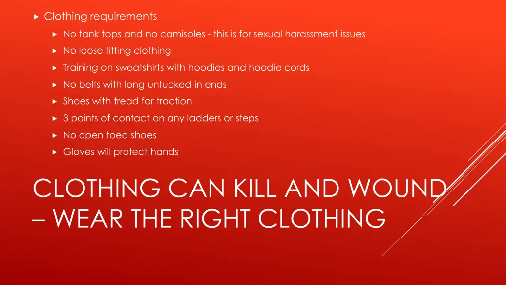 clothing requirements