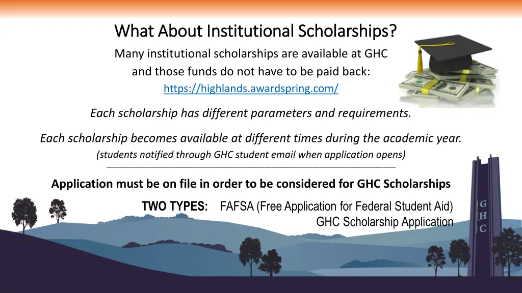 what about institutional scholarships what about