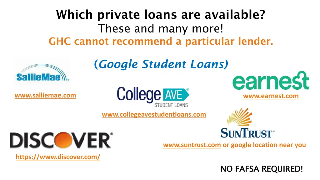 which private loans are available these and many