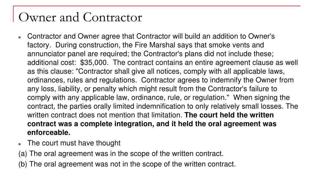 owner and contractor