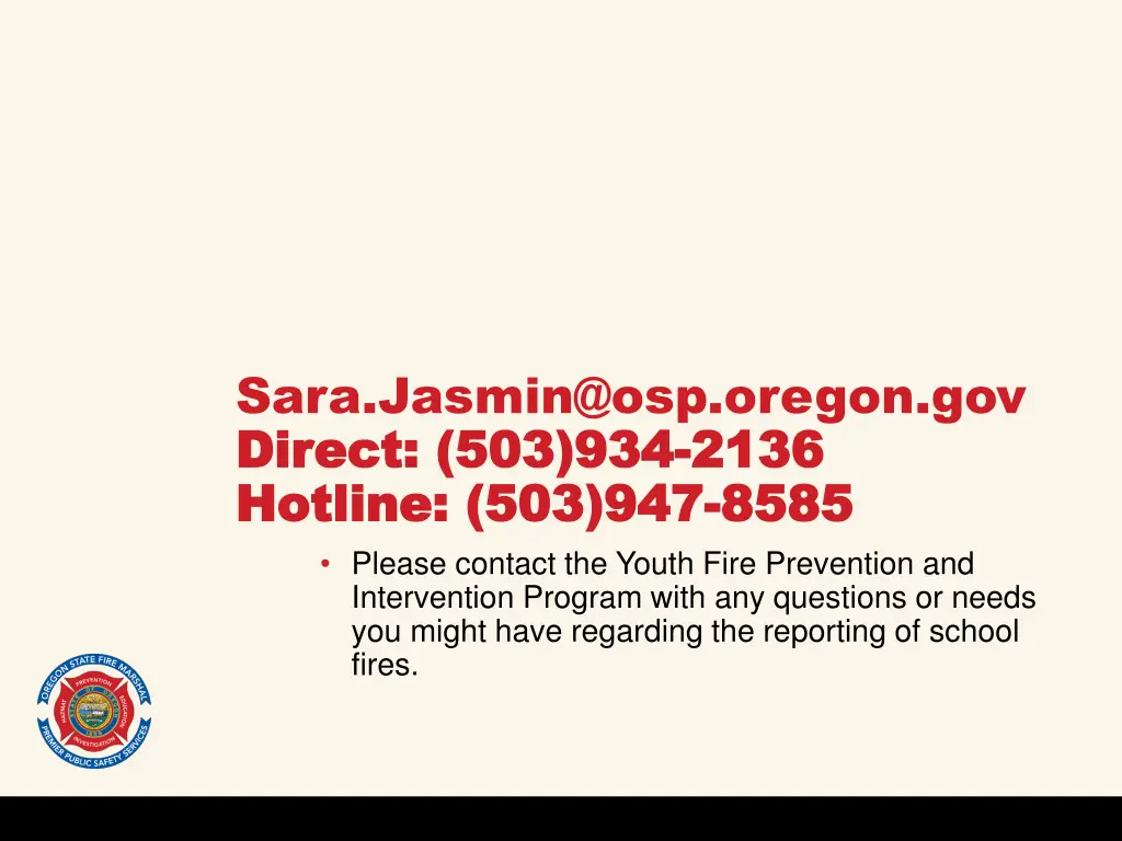 sara jasmin@osp oregon gov direct 503 934 direct