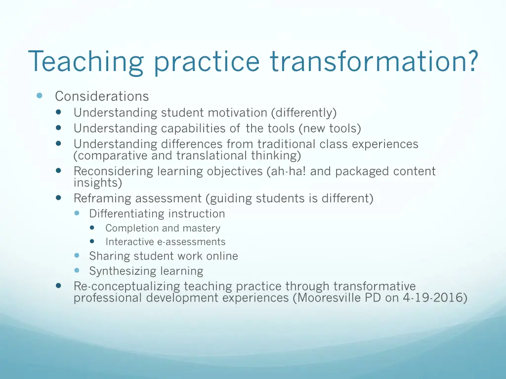 teaching practice transformation