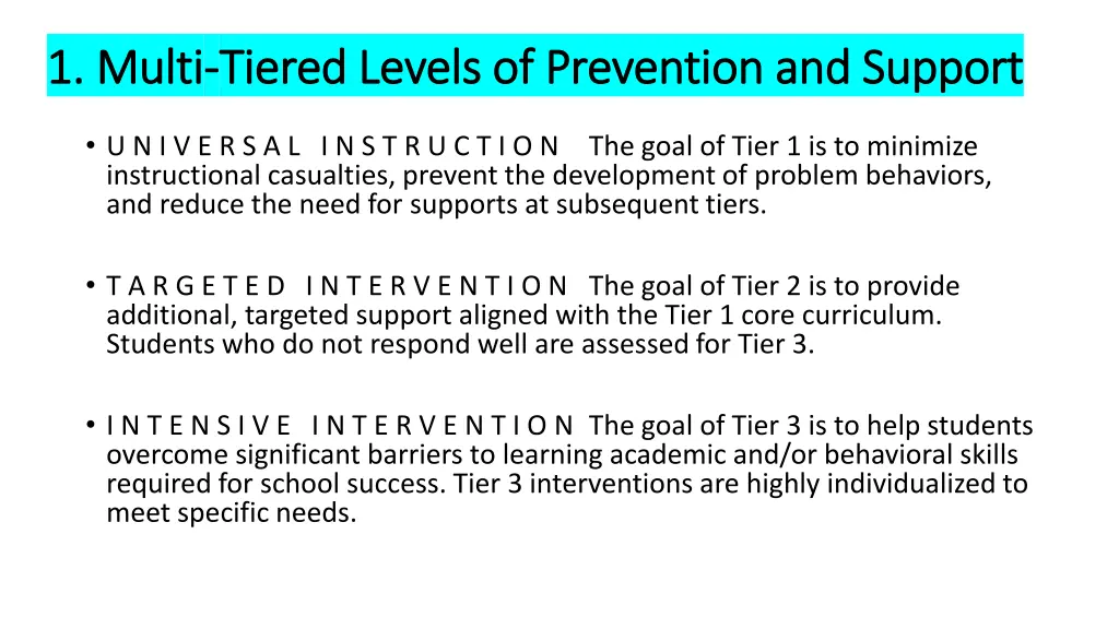 1 multi 1 multi tiered levels of prevention