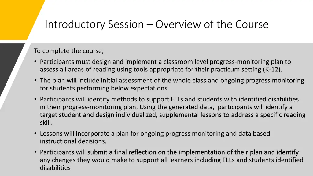 introductory session overview of the course 1