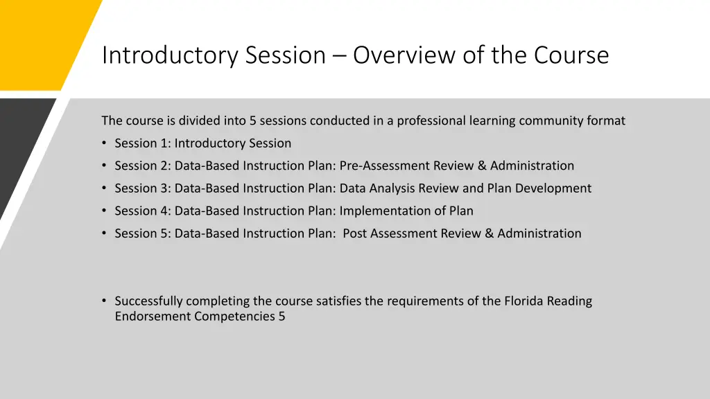 introductory session overview of the course