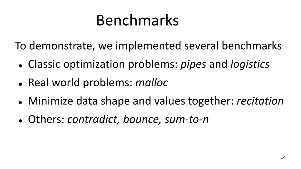 benchmarks