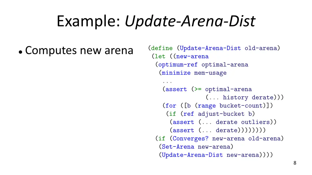 example update arena dist
