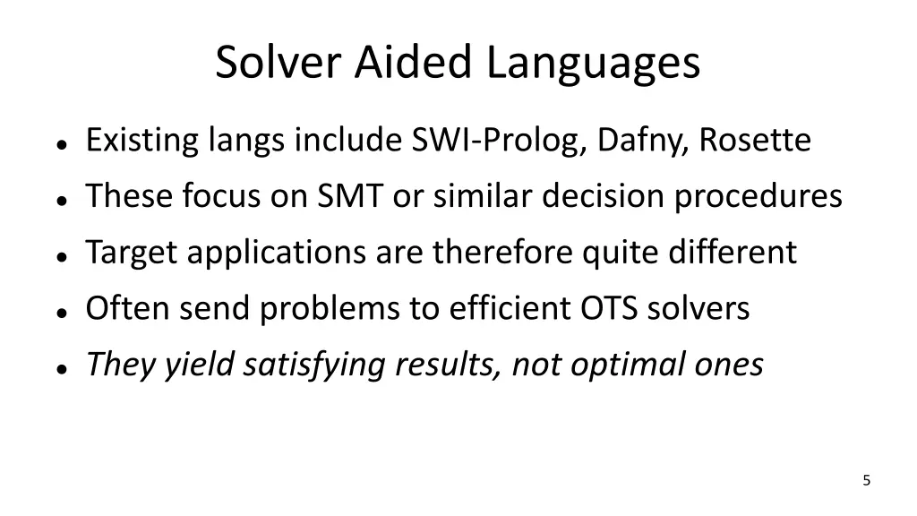 solver aided languages