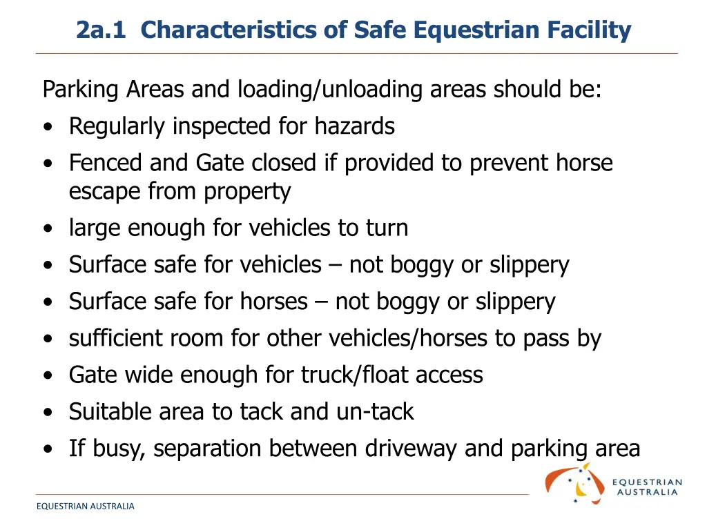 2a 1 characteristics of safe equestrian facility 1