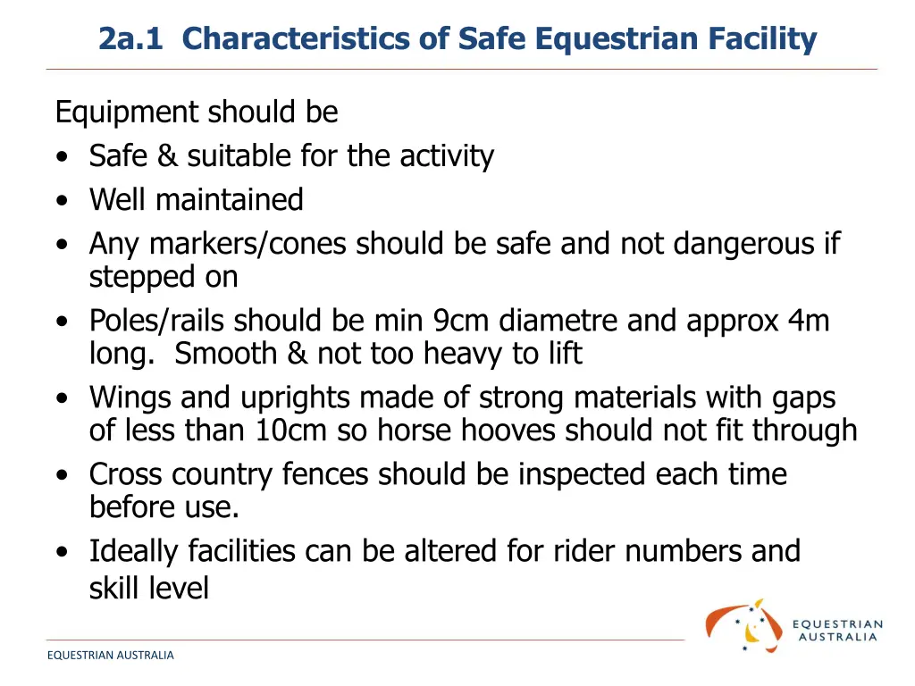 2a 1 characteristics of safe equestrian facility 8