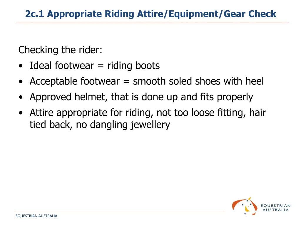 2c 1 appropriate riding attire equipment gear 2