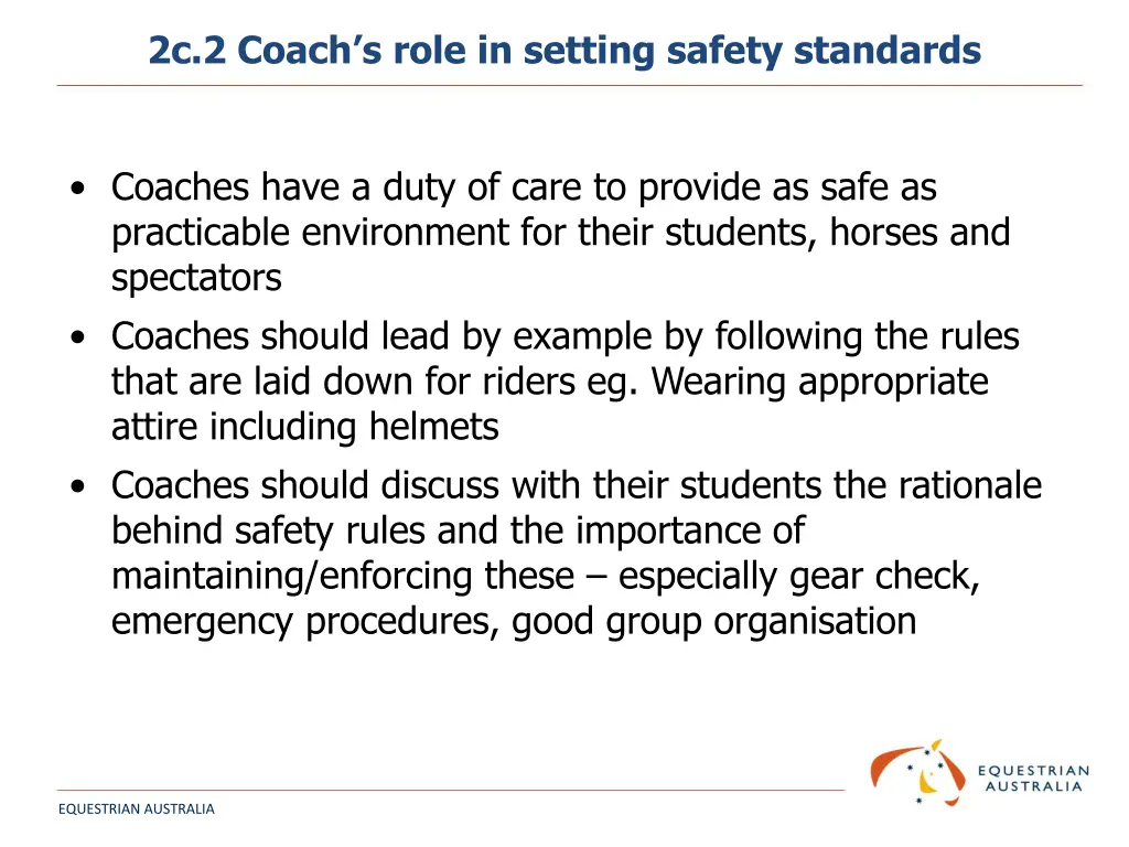 2c 2 coach s role in setting safety standards