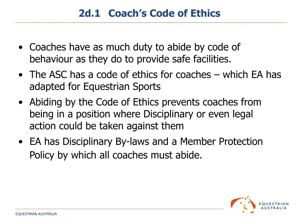 2d 1 coach s code of ethics