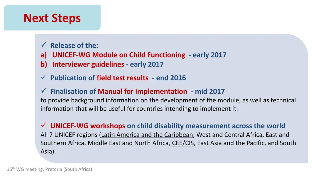 next steps