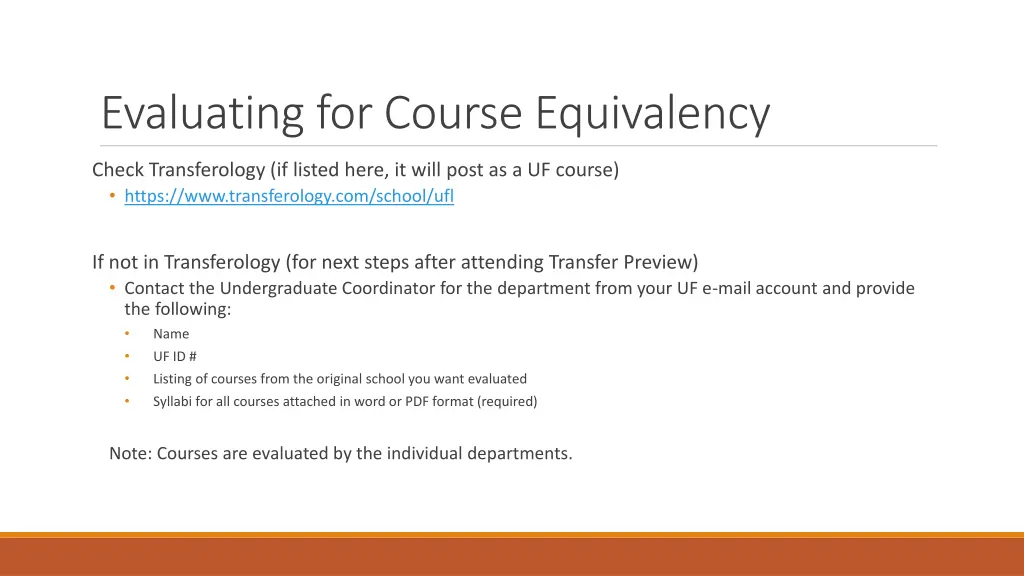 evaluating for course equivalency